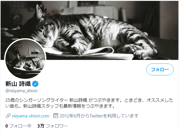 新山詩織さん公式ツイッターより引用