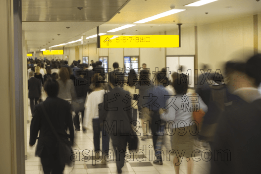 高画質素材 MIXA ビジネス編「ML211090.JPG」を使用 駅構内を急ぎ足で歩く群衆の画像
